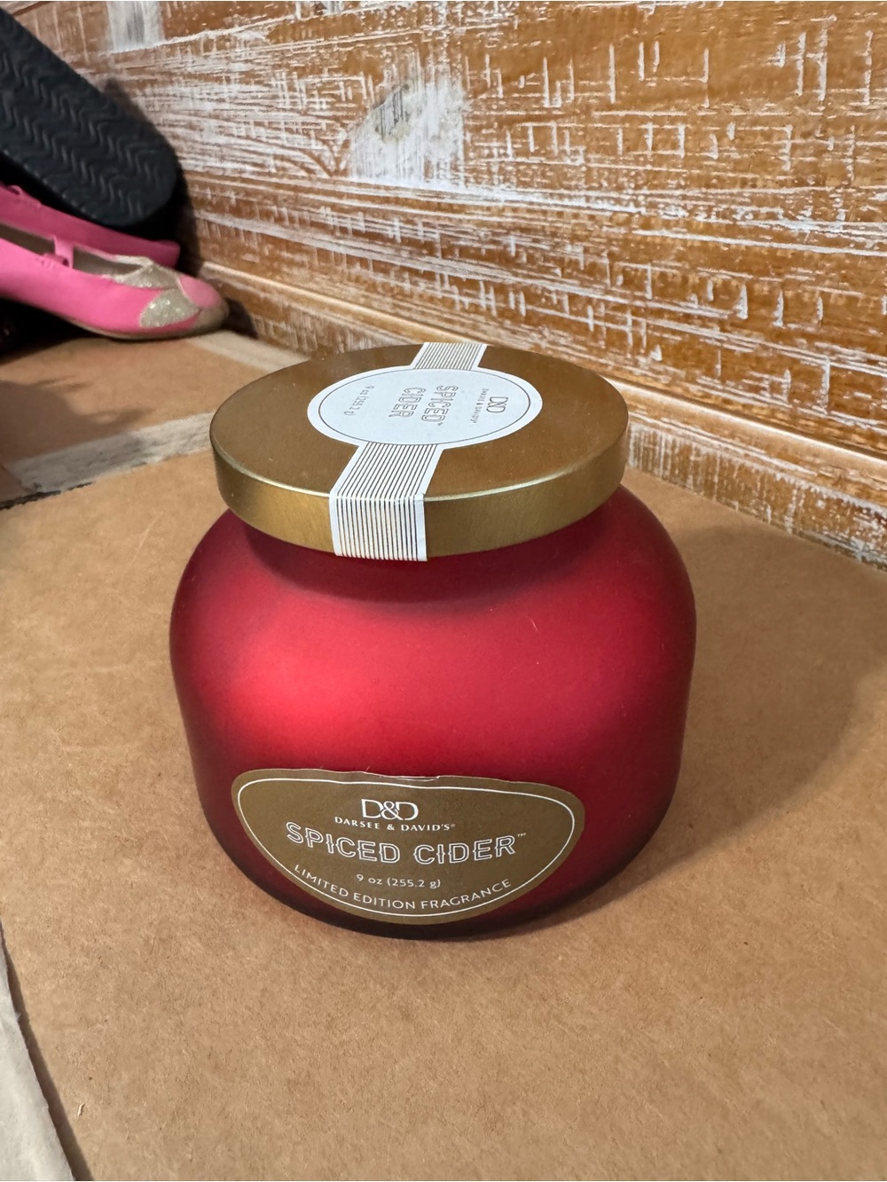 Spiced Cider Red Jar Candle with Gold Lid
